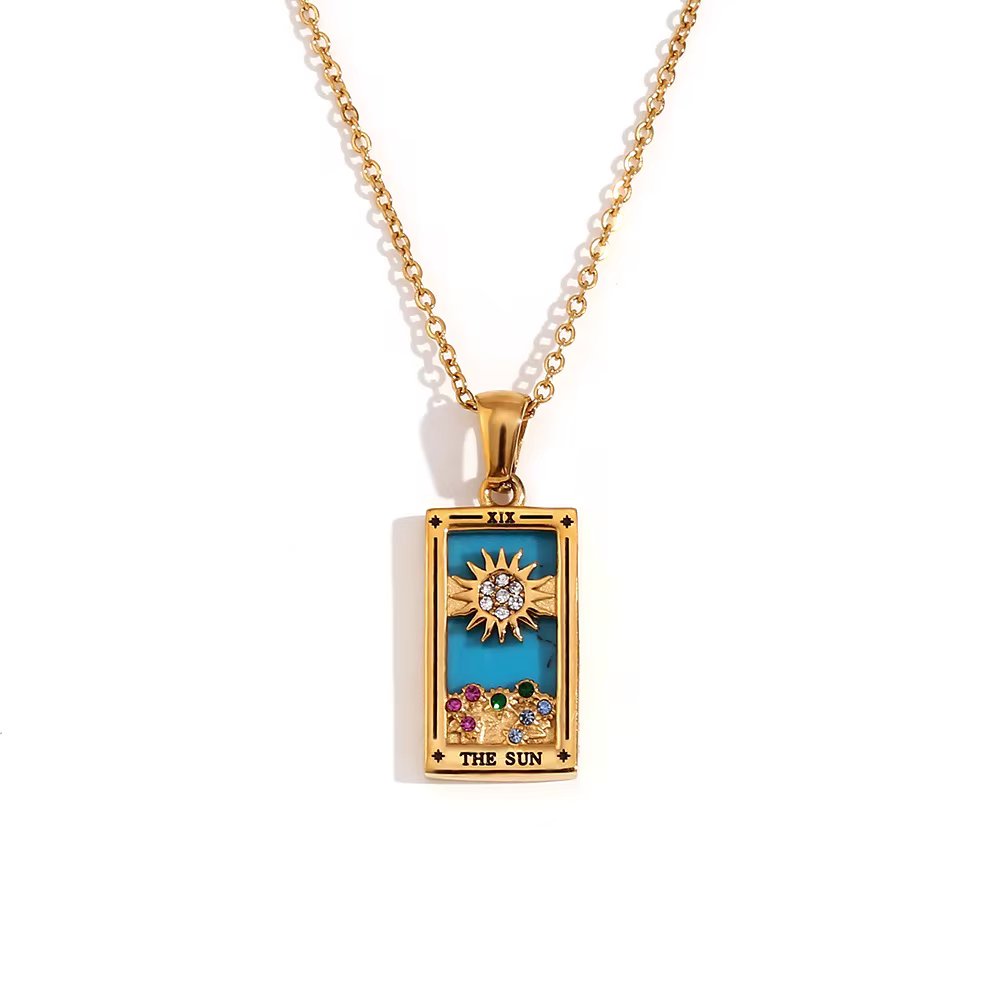 The Sun Tarot Pendant – 18K Gold Necklace of Pure Radiance