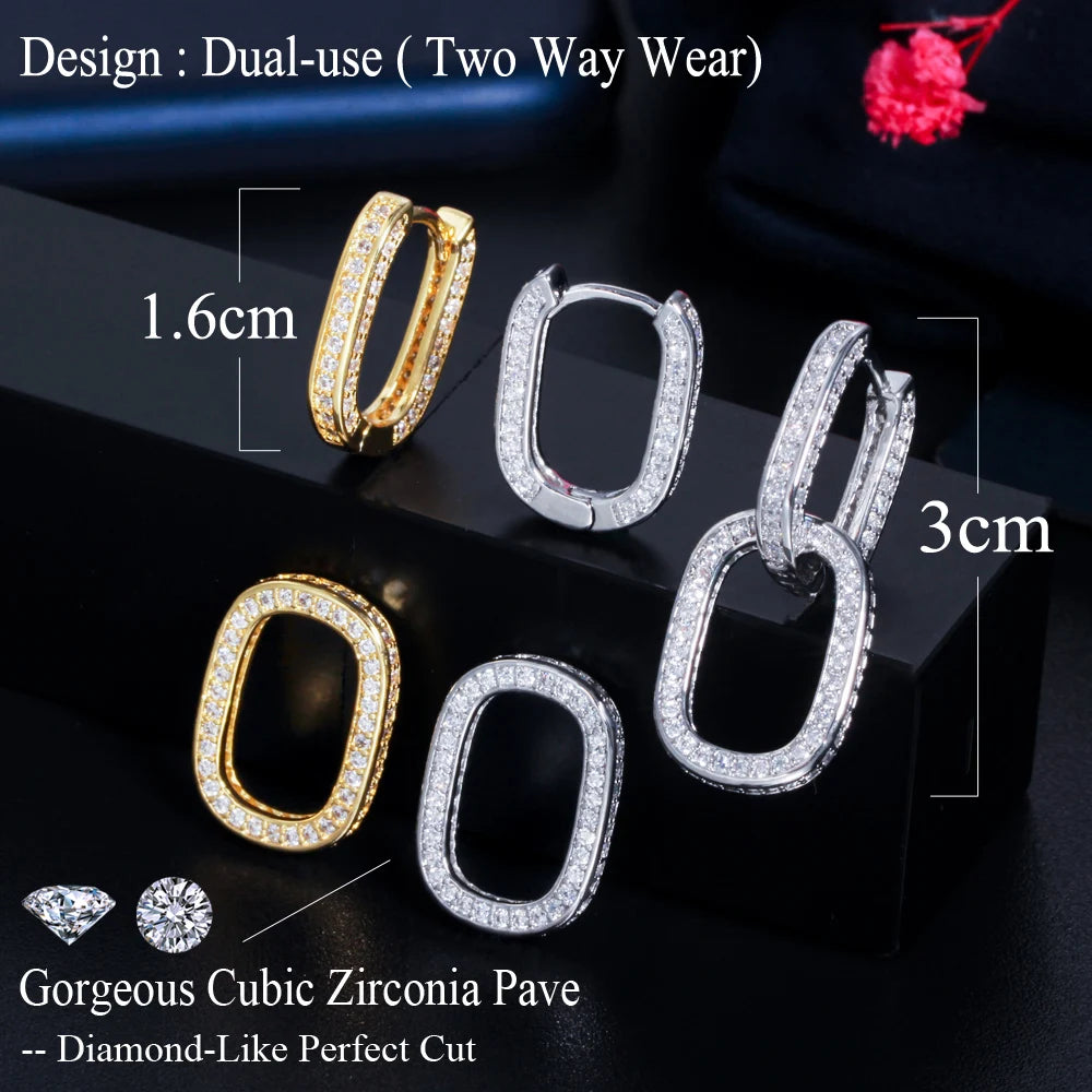 Double the Sparkle | Chain Cuban Link Huggie Earrings