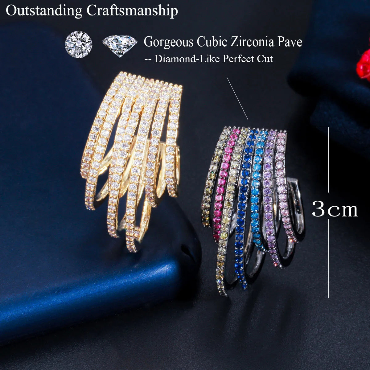Bold Rainbow Spark Hoop Earrings | Multicolor Magic with Black Gold Drama