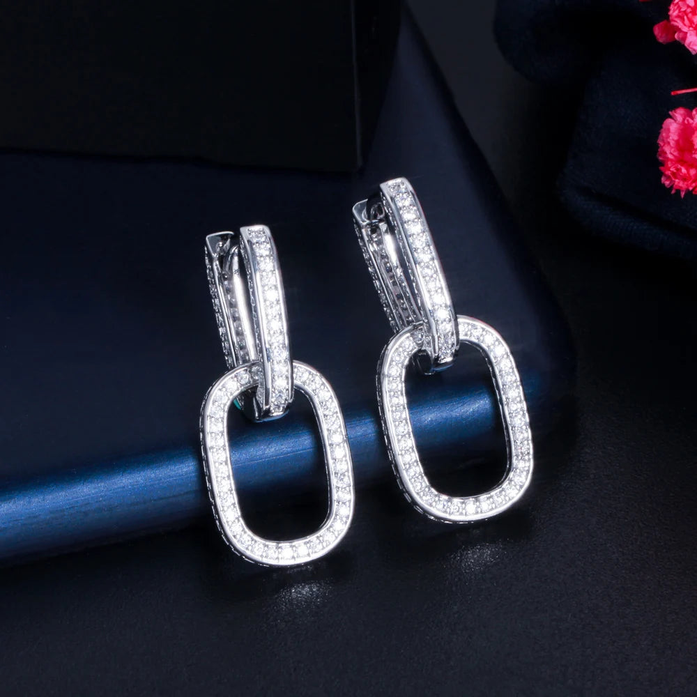 Double the Sparkle | Chain Cuban Link Huggie Earrings