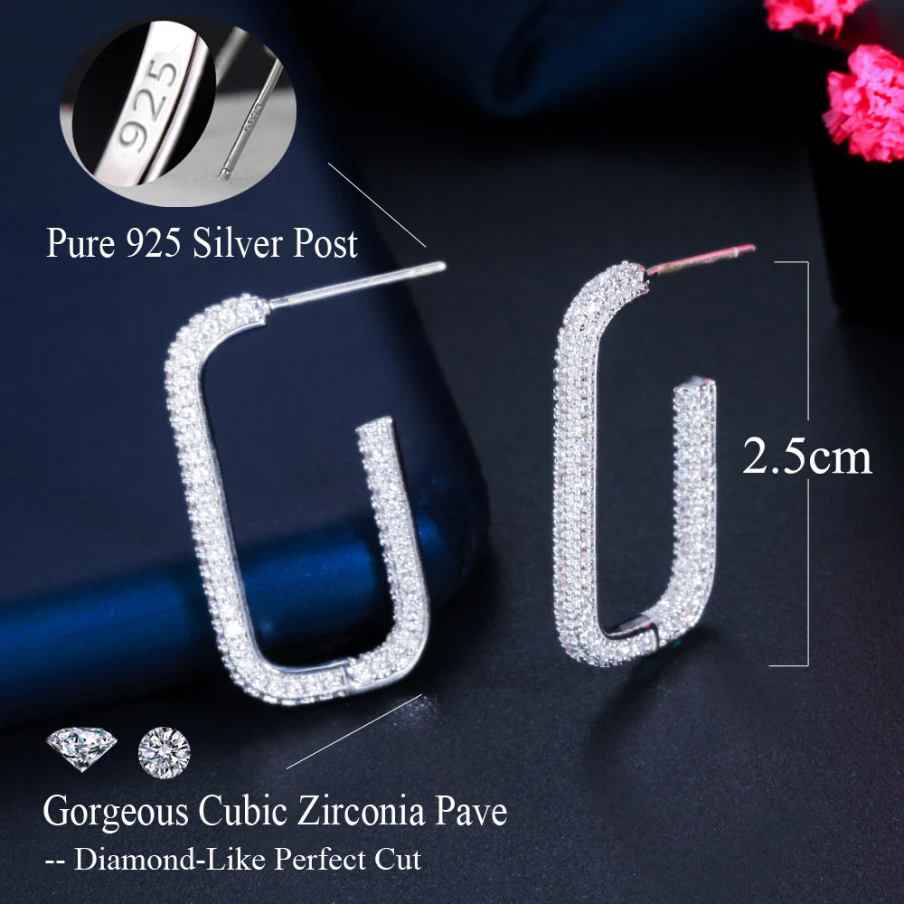 Whisper Loop Earrings – Double-Sided Sparkle in Sleek U-Shape