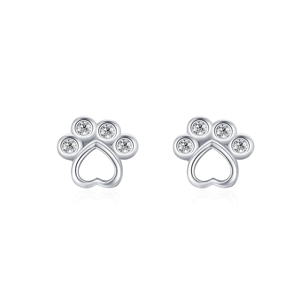 925 Sterling Silver Cat Paw Stud Earrings