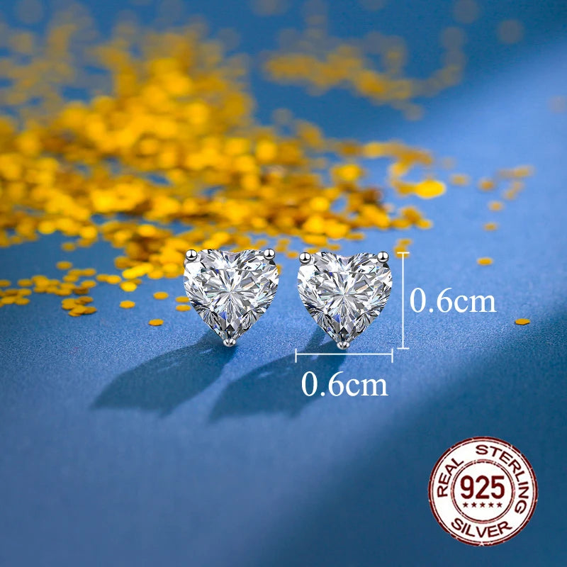 Silver Heart Cut Cubic Zirconia Stud Earrings