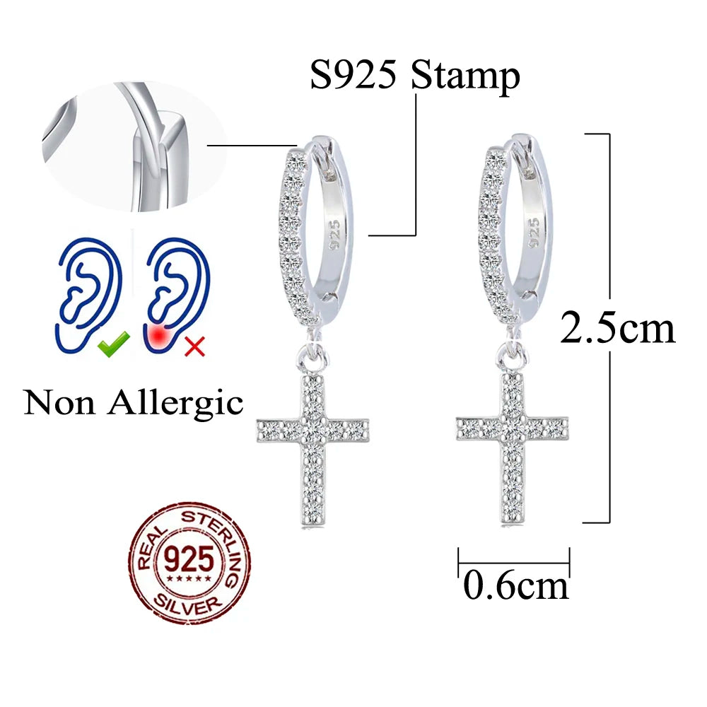 Celestia Cross Huggies | Cross design made with top-grade CZ stones