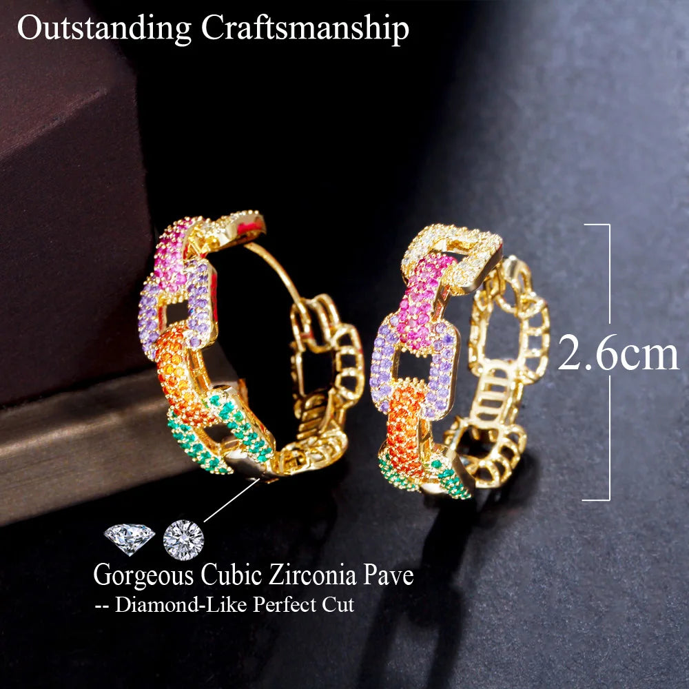 Exquisite Color Hoop Earrings | An elegant 18K gold-plated design