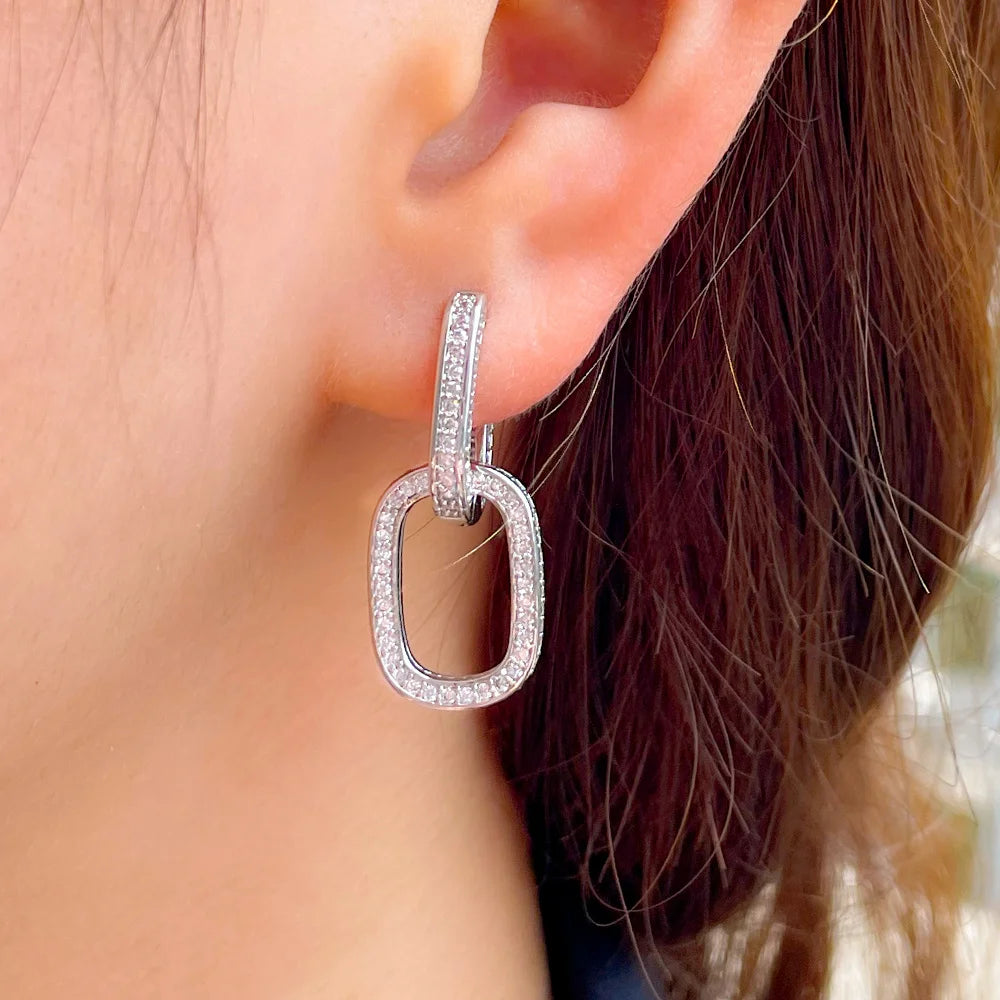 Double the Sparkle | Chain Cuban Link Huggie Earrings