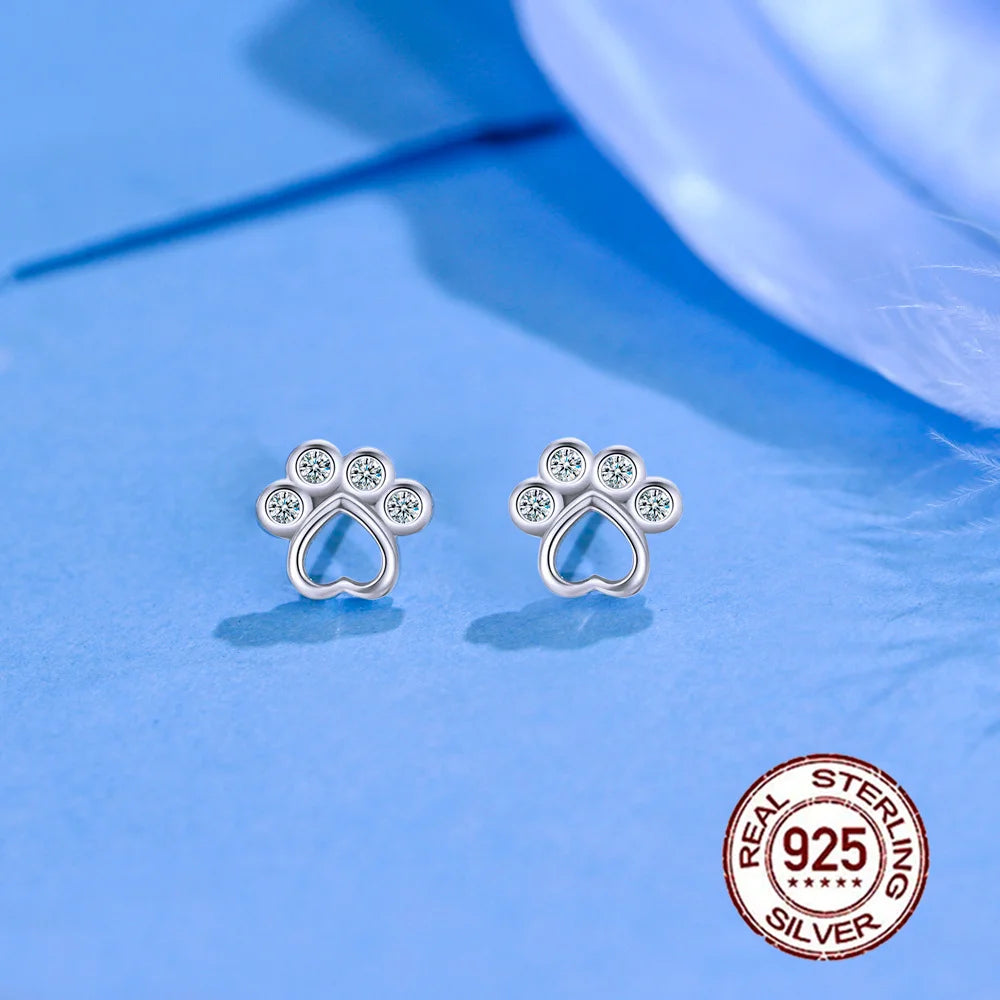 925 Sterling Silver Cat Paw Stud Earrings