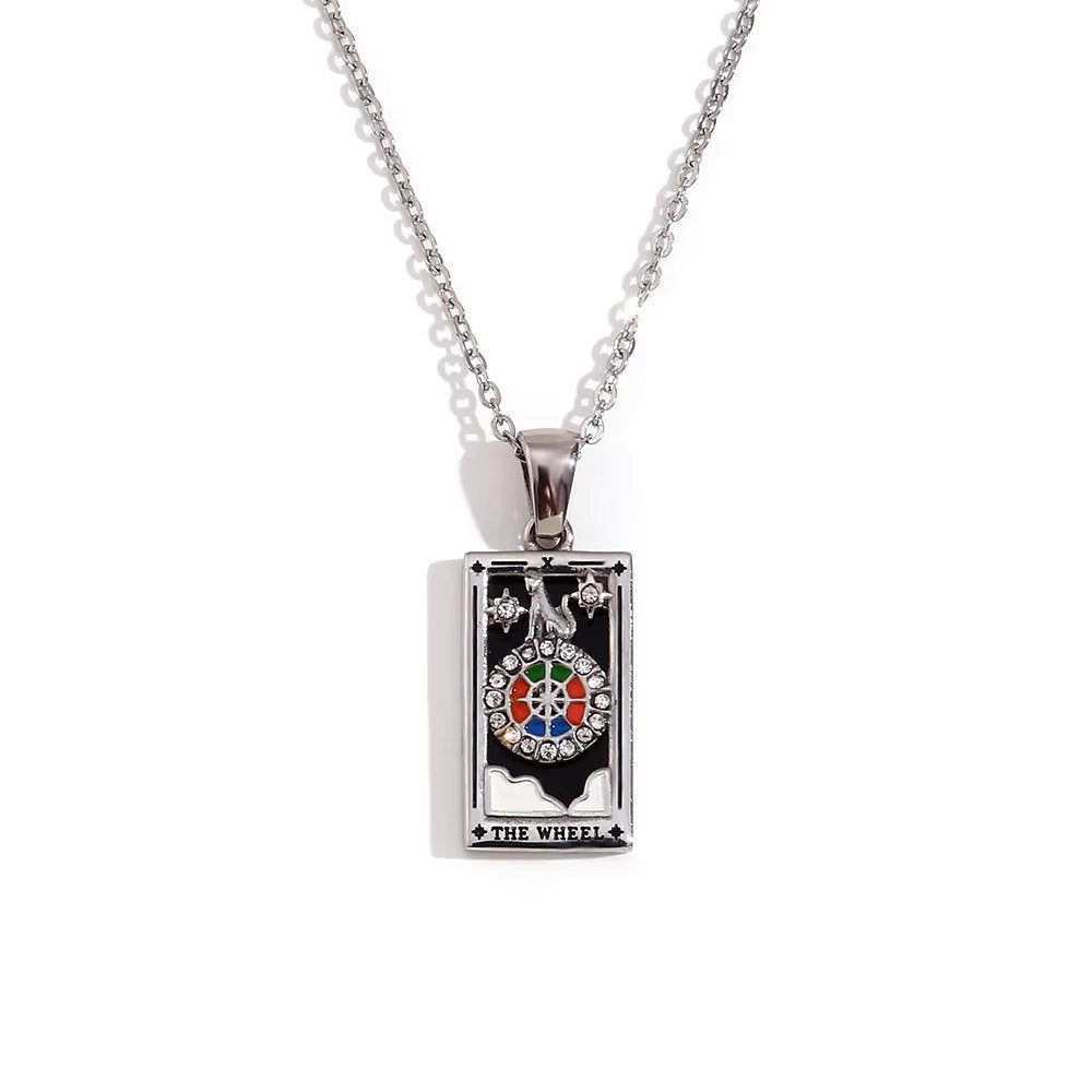 The Wheel Tarot Pendant – 18K Gold Necklace of Fate & Fortune
