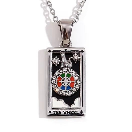 The Wheel Tarot Pendant – 18K Gold Necklace of Fate & Fortune