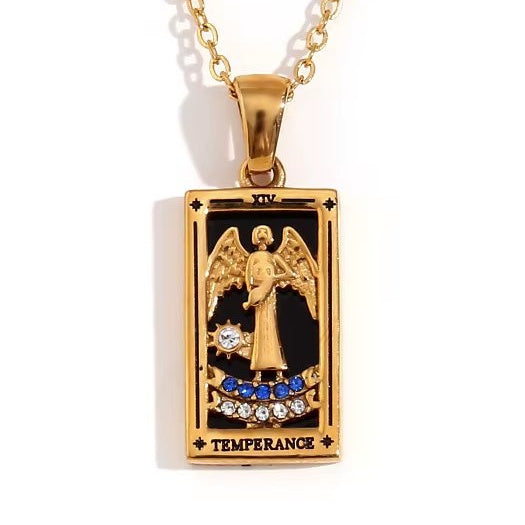 Temperance Tarot Pendant – 18K Gold Necklace of Balance & Inner Peace
