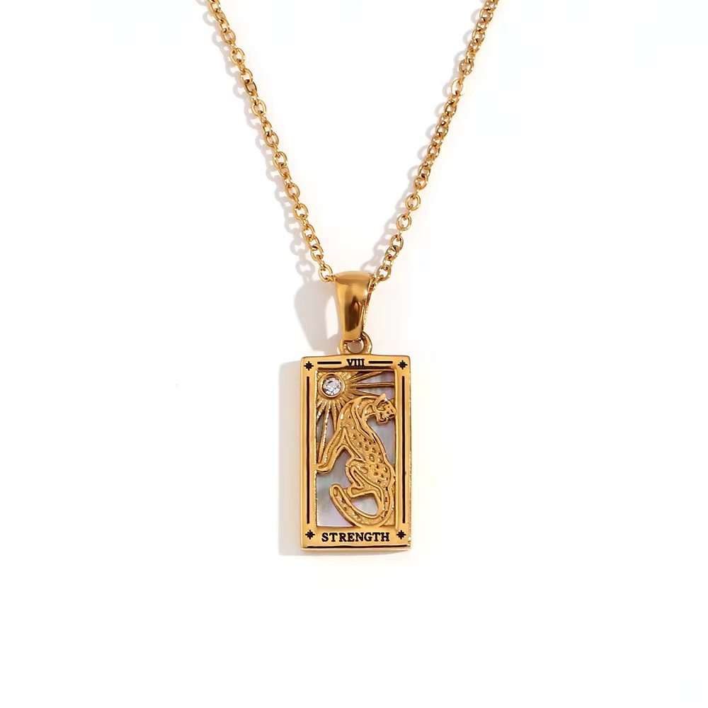 Strength Tarot Pendant – 18K Gold Necklace of Inner Power