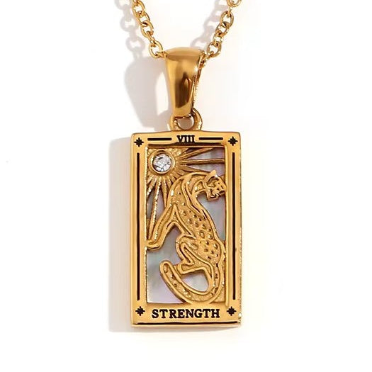 Strength Tarot Pendant – 18K Gold Necklace of Inner Power