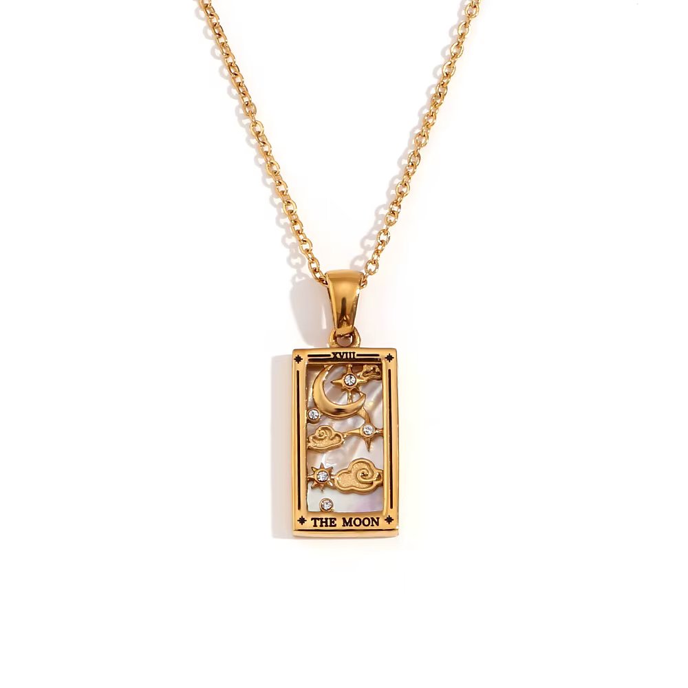The Moon Tarot Pendant – 18K Gold Necklace of Mystery & Intuition