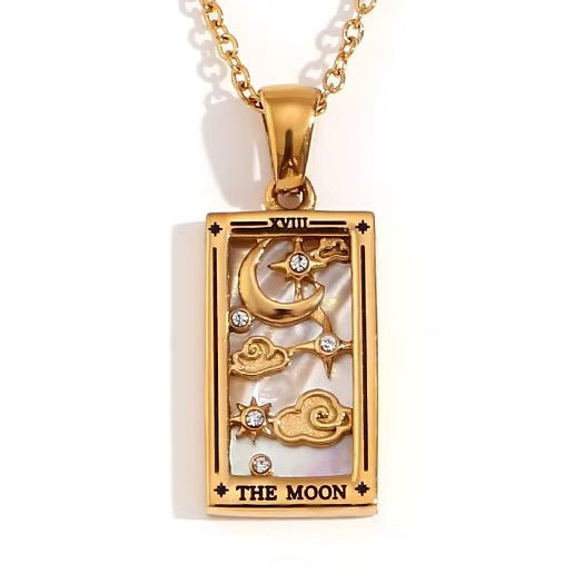 The Moon Tarot Pendant – 18K Gold Necklace of Mystery & Intuition
