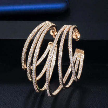 Triple Sparkle Hoop Earrings | Rhodium Plated & 18K Gold Plated