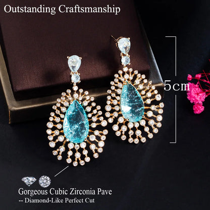 Blue Magic | Iced-Out Teardrop Earrings for a Bold Statement