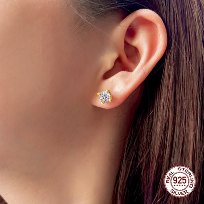 Lumine Zircon Studs | These classic round-cut earrings offer a subtle sparkle