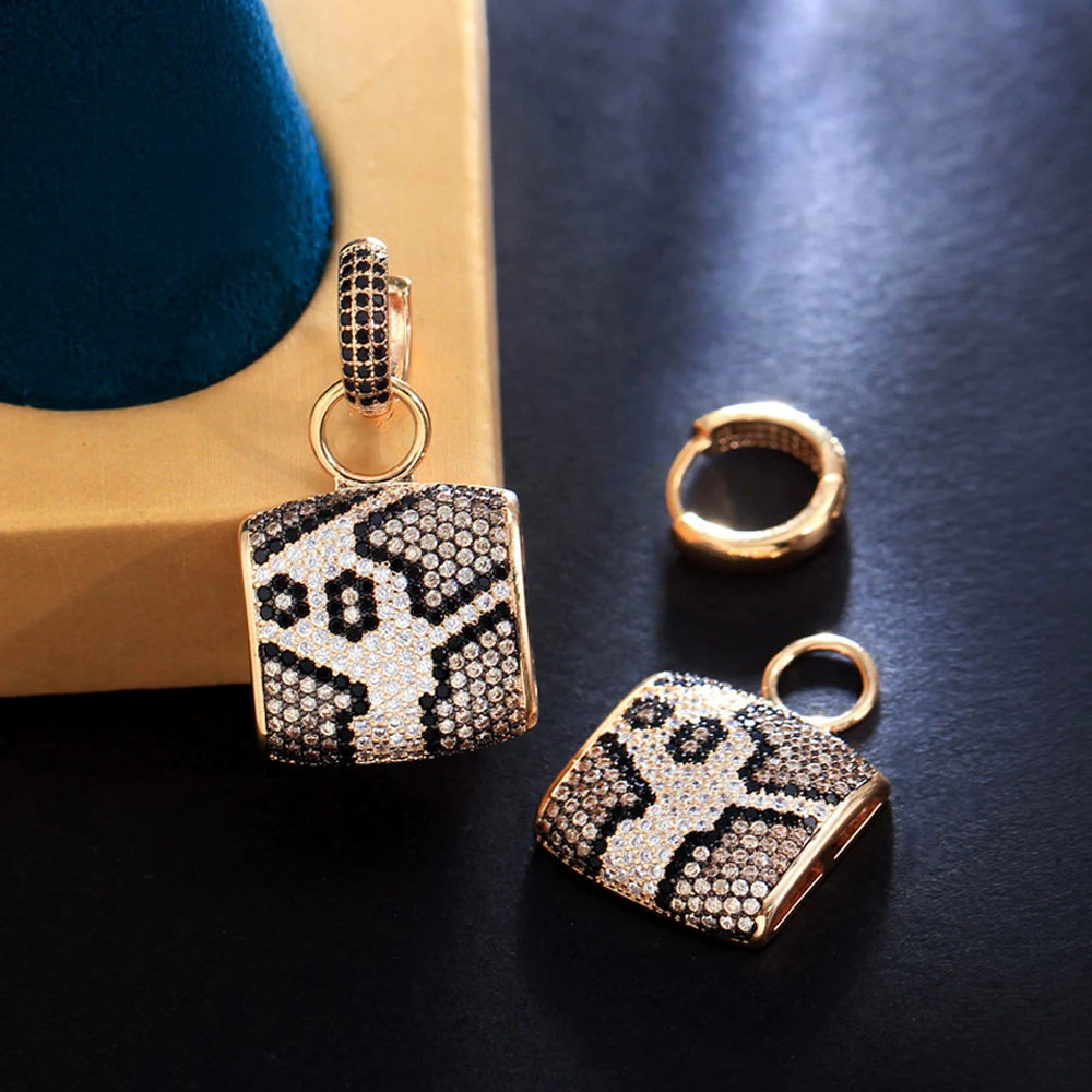 Unleash the Wild | Leopard Texture Gold Plated Drop Earrings