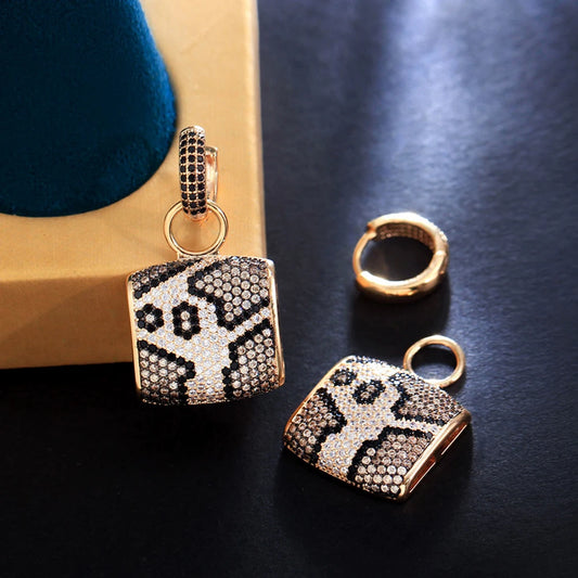 Unleash the Wild | Leopard Texture Gold Plated Drop Earrings