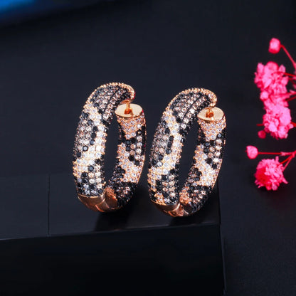 Serpent Luxe Hoop Earrings | Snake skin-inspired with zirconia stones