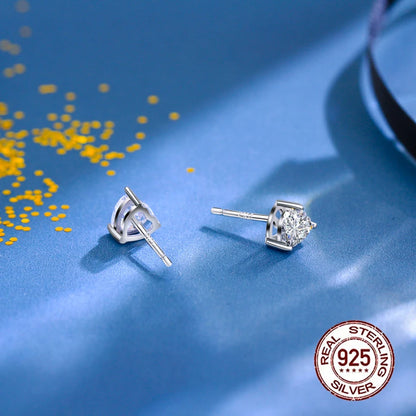 Silver Heart Cut Cubic Zirconia Stud Earrings