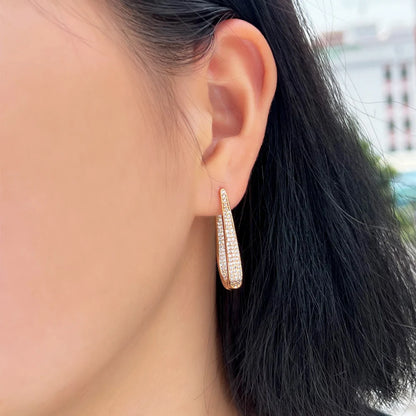 Sparkly Pave Hoop Earrings | Plated in white gold to bring elegance