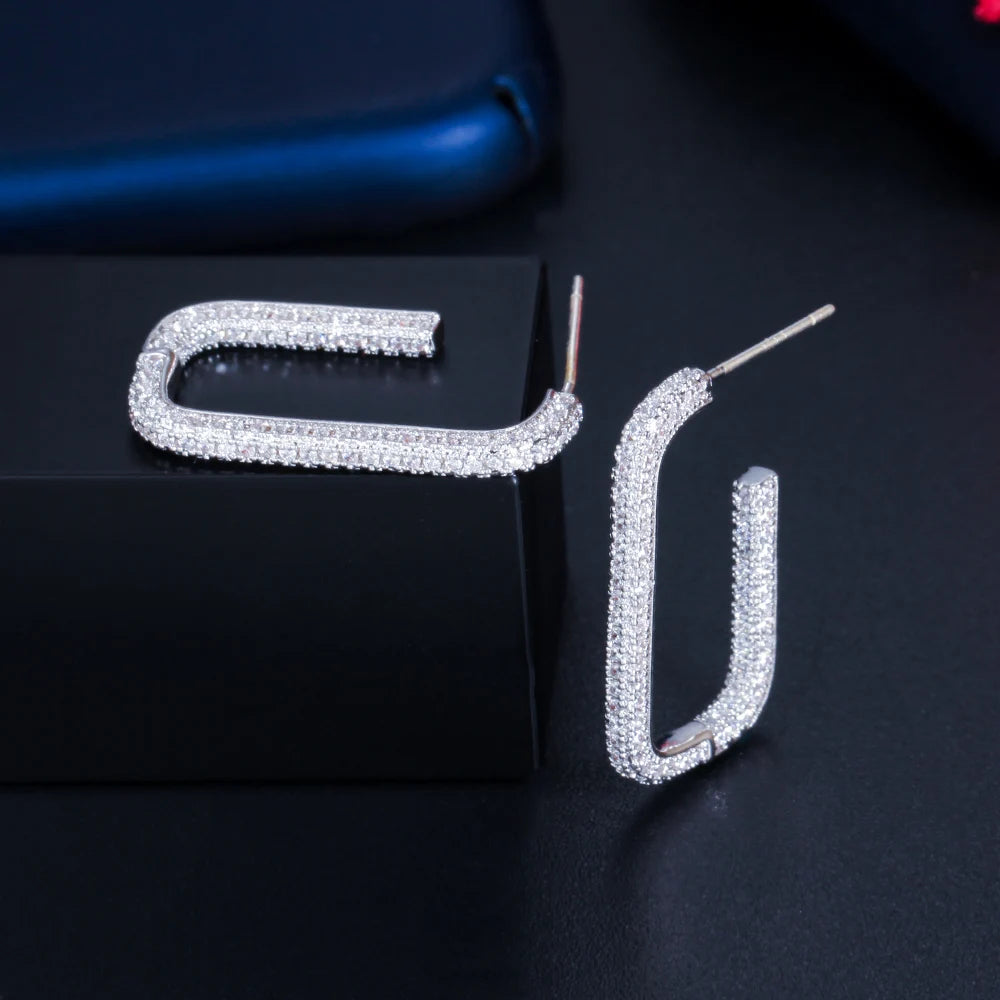 Whisper Loop Earrings – Double-Sided Sparkle in Sleek U-Shape