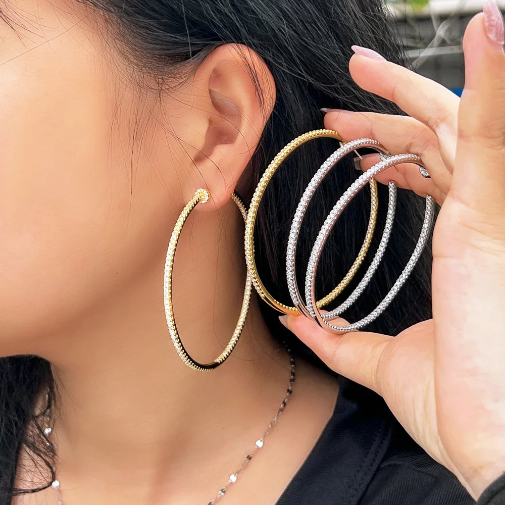 Luxe Loop Shine Hoops | Rhodium Plated &amp; 18K Gold Plated