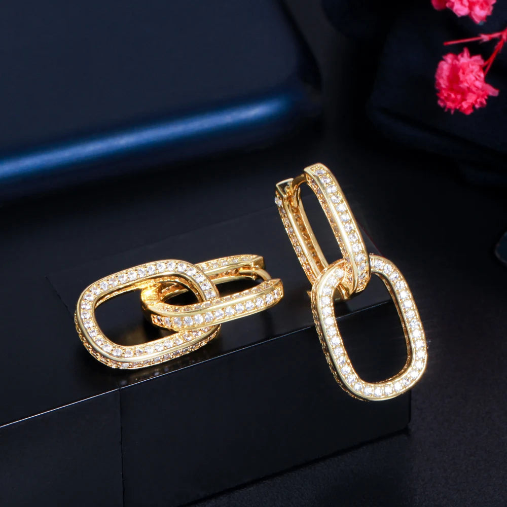 Double the Sparkle | Chain Cuban Link Huggie Earrings