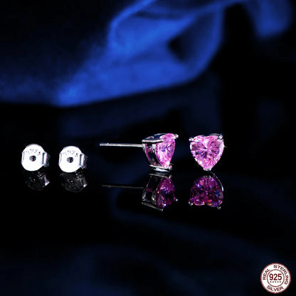 Heartlight Pink Studs | Featuring dazzling heart-cut pink cubic zirconia stones