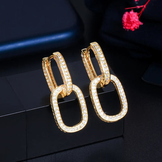 Double the Sparkle | Chain Cuban Link Huggie Earrings