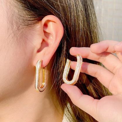 Echo Halo Hoops – Geometric Half-Round Glow in White Gold