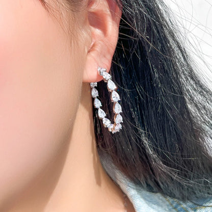 Classic Pear Drop Hoops | Stunning pear cut cubic zirconia