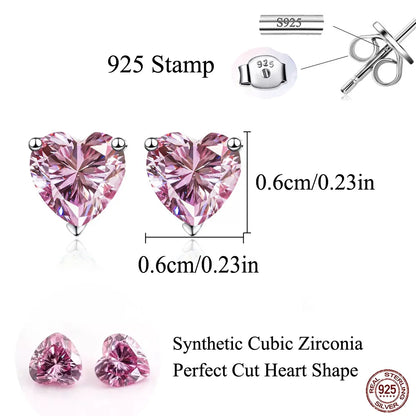 Heartlight Pink Studs | Featuring dazzling heart-cut pink cubic zirconia stones