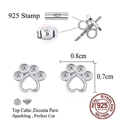 925 Sterling Silver Cat Paw Stud Earrings