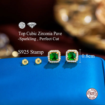 Savage Emerald Gleam Studs | 925 Sterling Silver – Wild & Dreamy Sparkle