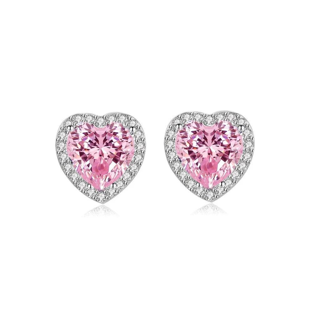 925 Sterling Silver Pink Cubic Zirconia Stud Earrings