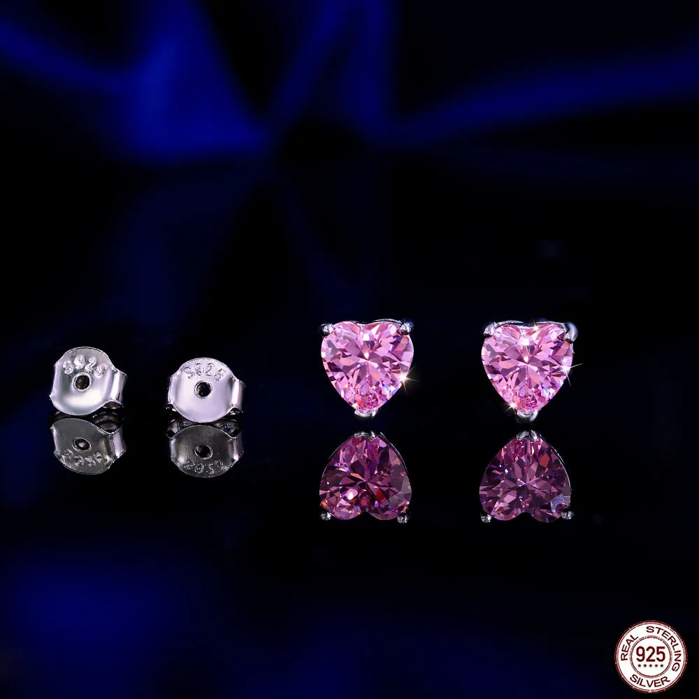 Heartlight Pink Studs | Featuring dazzling heart-cut pink cubic zirconia stones