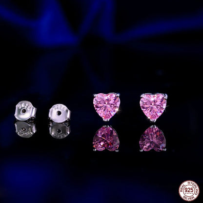 Heartlight Pink Studs | Featuring dazzling heart-cut pink cubic zirconia stones