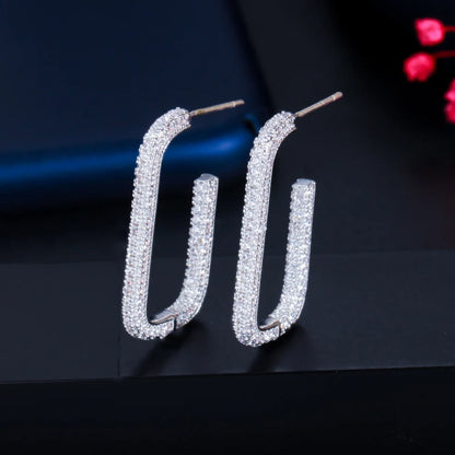 Whisper Loop Earrings – Double-Sided Sparkle in Sleek U-Shape