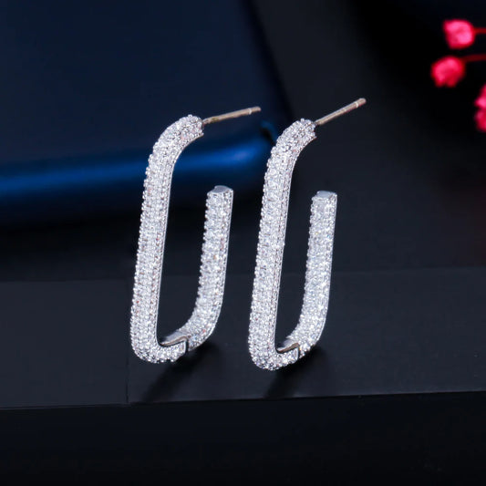 Whisper Loop Earrings – Double-Sided Sparkle in Sleek U-Shape