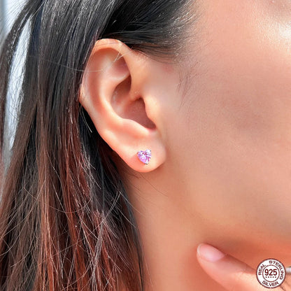 Heartlight Pink Studs | Featuring dazzling heart-cut pink cubic zirconia stones