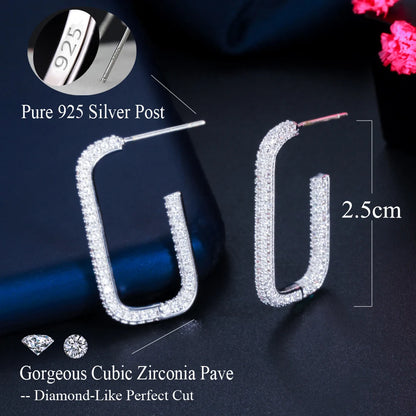 Whisper Loop Earrings – Double-Sided Sparkle in Sleek U-Shape