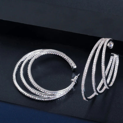 Triple Sparkle Hoop Earrings | Rhodium Plated & 18K Gold Plated