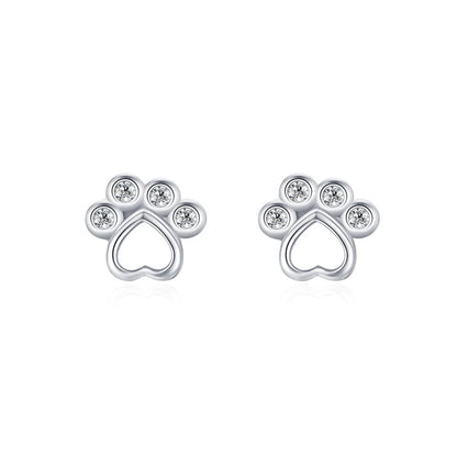 925 Sterling Silver Cat Paw Stud Earrings