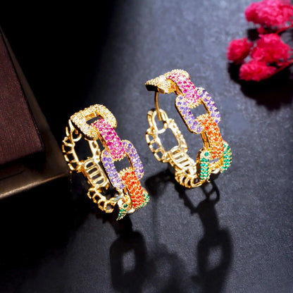 Exquisite Color Hoop Earrings | An elegant 18K gold-plated design
