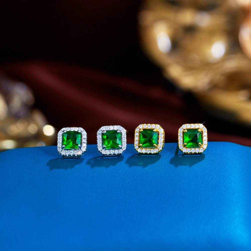 Savage Emerald Gleam Studs | 925 Sterling Silver – Wild & Dreamy Sparkle