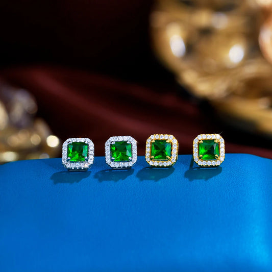 Savage Emerald Gleam Studs | 925 Sterling Silver – Wild & Dreamy Sparkle