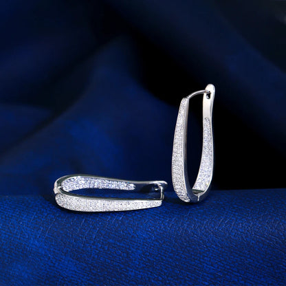 Sparkly Pave Hoop Earrings | Plated in white gold to bring elegance