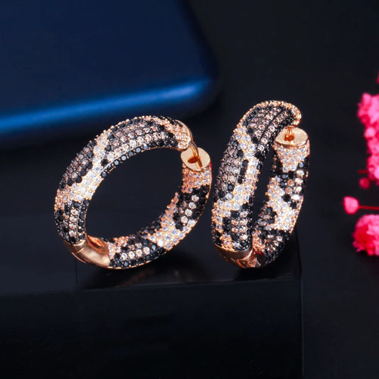 Serpent Luxe Hoop Earrings | Snake skin-inspired with zirconia stones